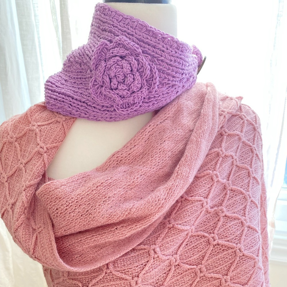 Scarf pinkish with purple head band